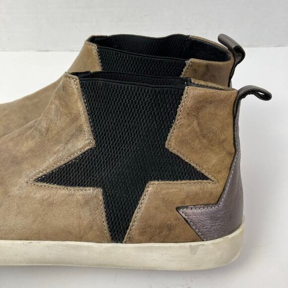 CLOUD Footwear Womens Viva Slip-on Mid Top Sneakers Tan Taupe w Black Star Gore - Picture 4 of 16